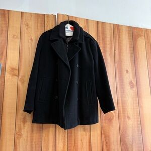 Calvin Klein Black Double-Breasted Pea Coat